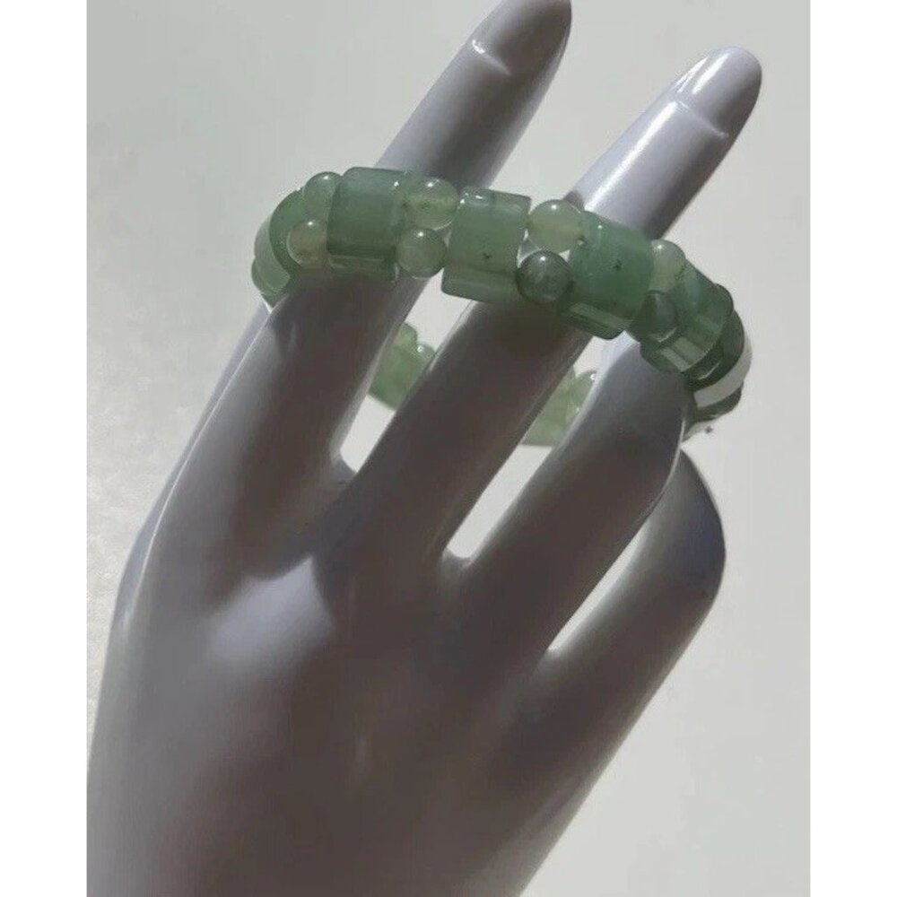 Vintage Green Jade Aventurine Multi Beads Beaded Bracelet Women’s Sz 7